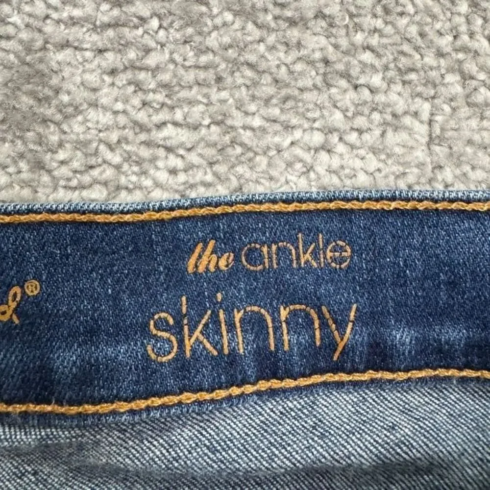 7 For All Mankind The Ankle Skinny Distressed Denim Jeans Womens 28 Blue Stretch